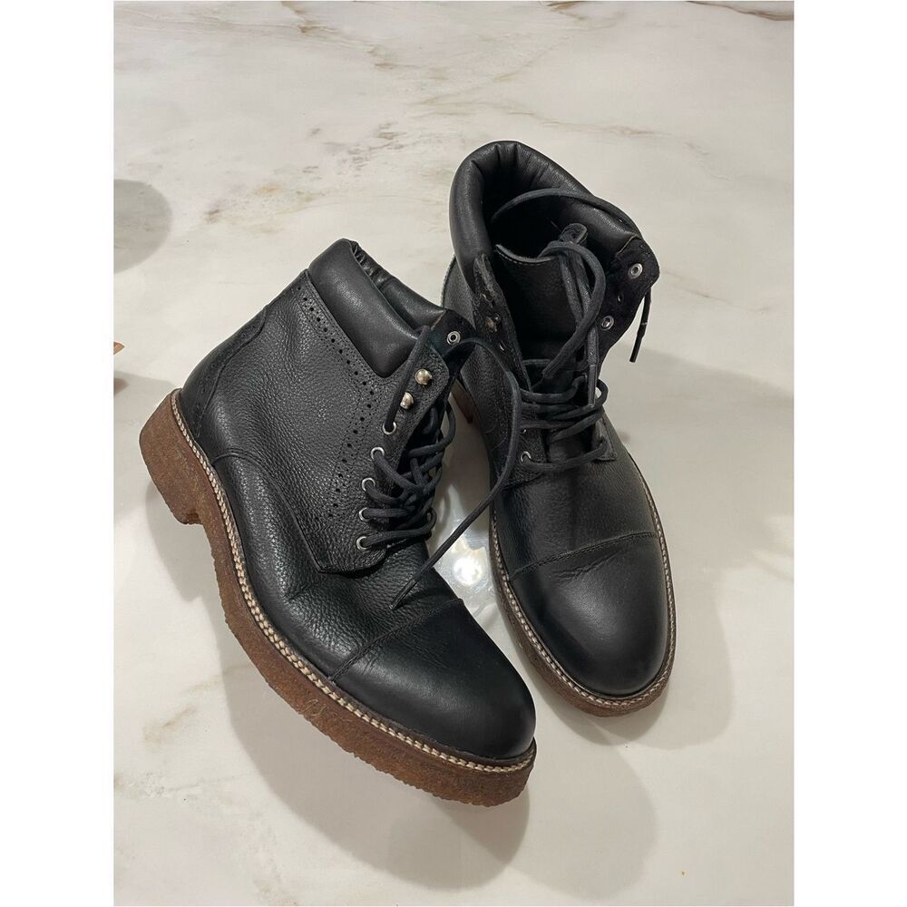 Wallin & Bros "SYRACUSE" Black Pebbled Leather Boots Mens Size 9.5M NWOB